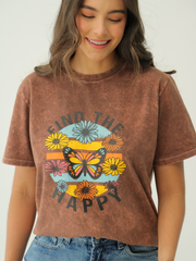 Camiseta Básica estampada Acid Wash