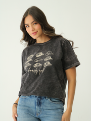 Camiseta Básica estampada Acid Wash
