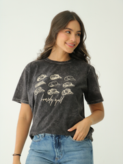 Camiseta Básica estampada Acid Wash