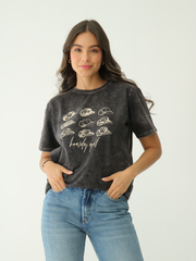 Camiseta Básica estampada Acid Wash