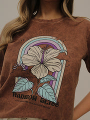 Camiseta Básica Acid Wash Estampada