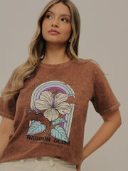 Camiseta Básica Acid Wash Estampada