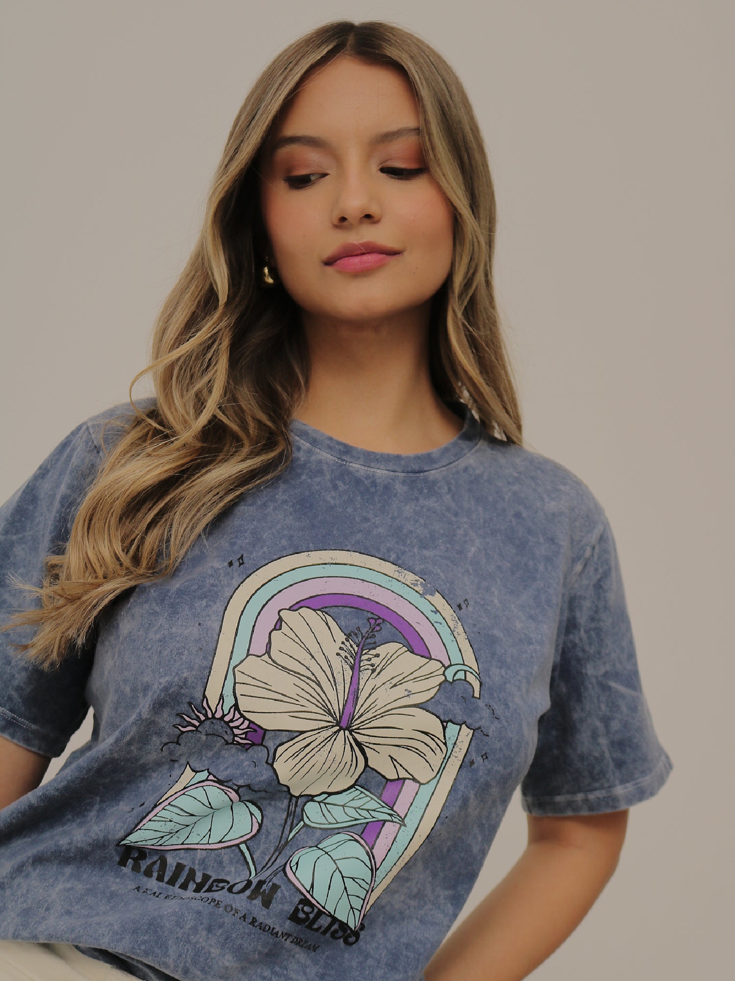 Camiseta Básica Acid Wash Estampada