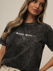 Camiseta Básica Acid Wash Estampada