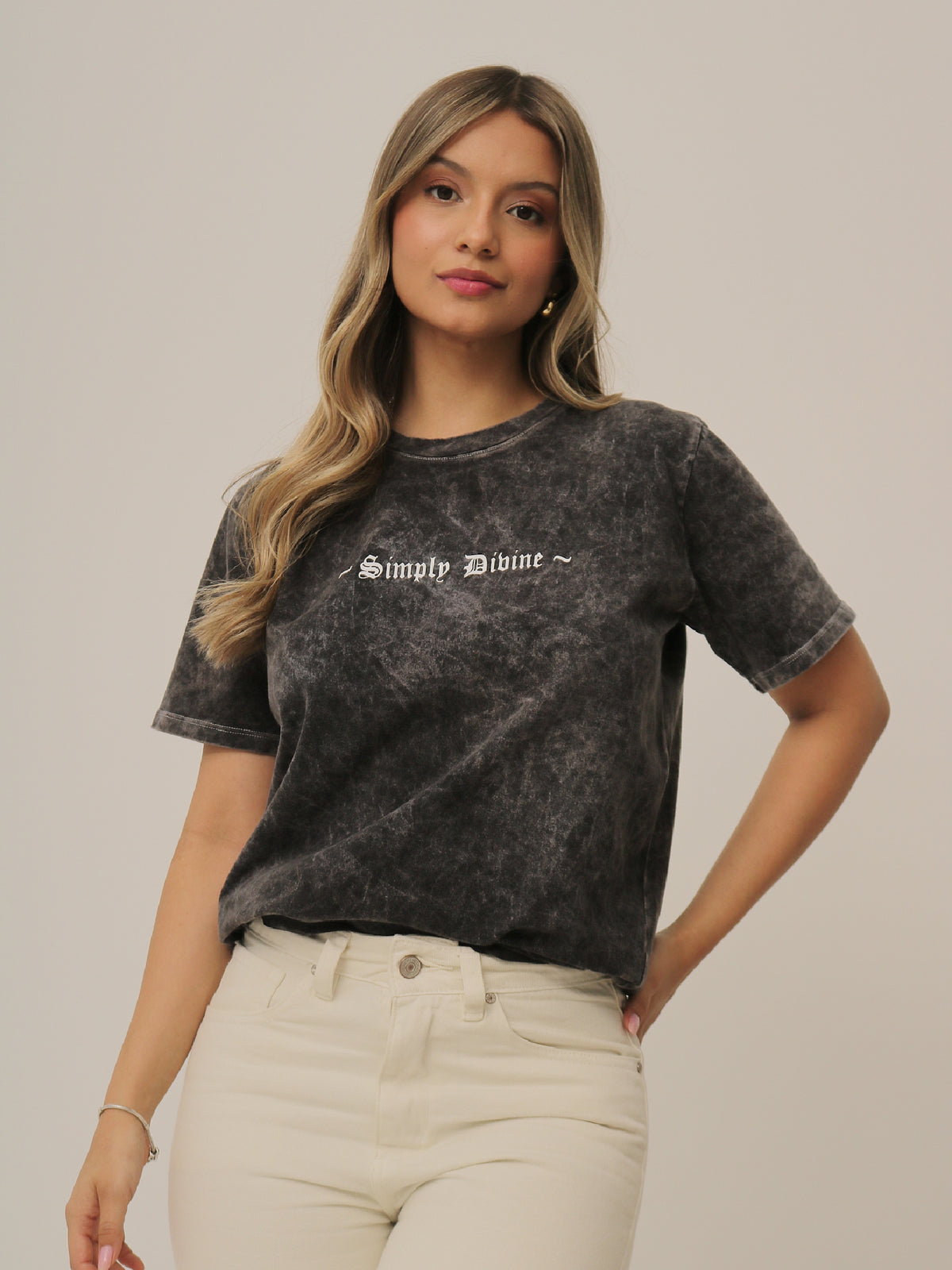 Camiseta Básica Acid Wash Estampada