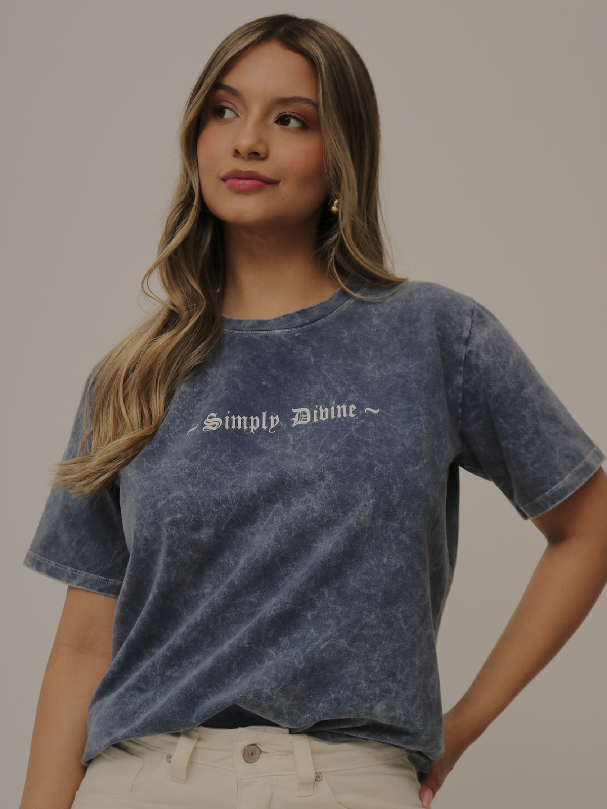 Camiseta Básica Acid Wash Estampada