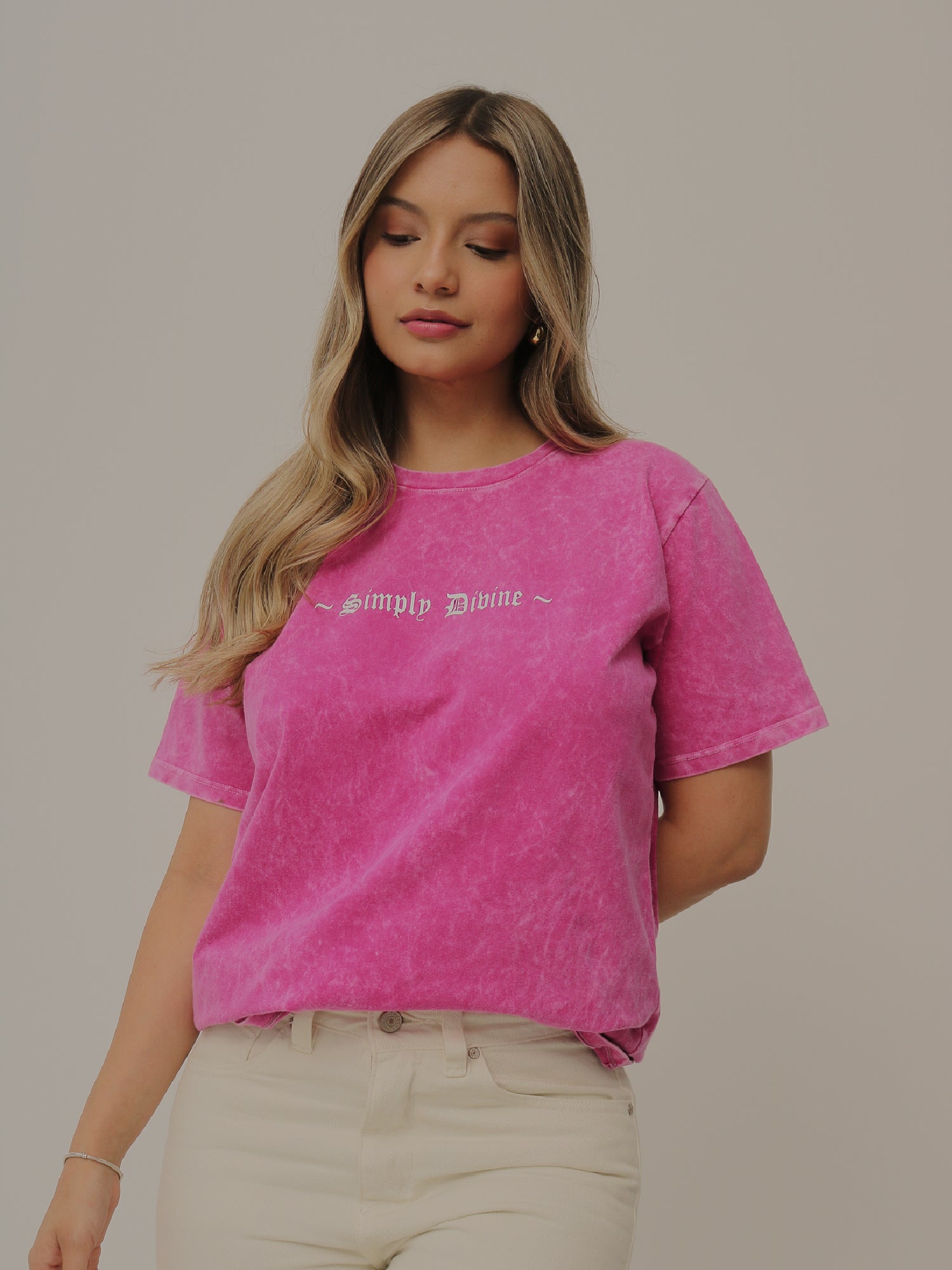 Camiseta Básica Acid Wash Estampada