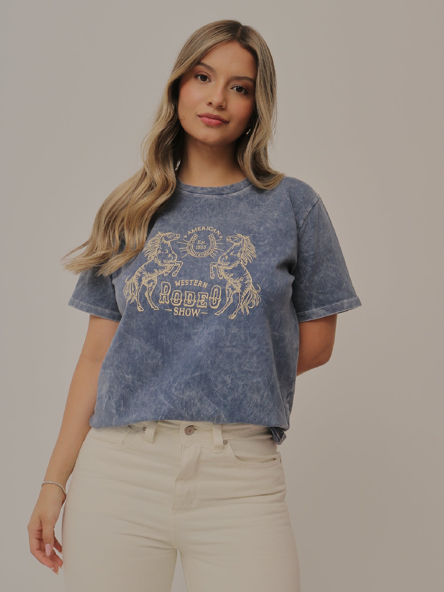 Camiseta Básica Acid Wash Estampada