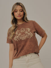 Camiseta Básica Acid Wash Estampada