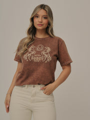 Camiseta Básica Acid Wash Estampada