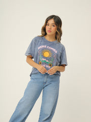 Camiseta Básica Estampada Acid Wash