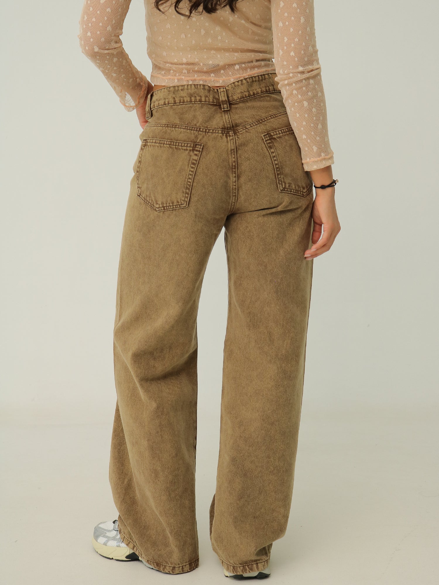 Jean Bota Ancha Costura Diagonal