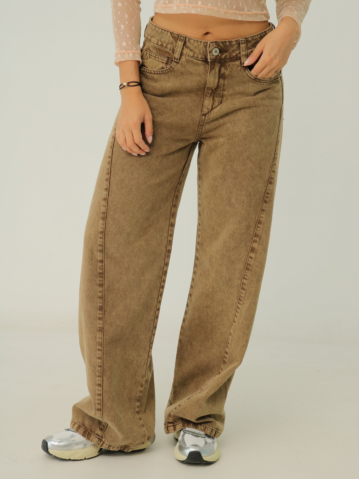 Jean Bota Ancha Costura Diagonal