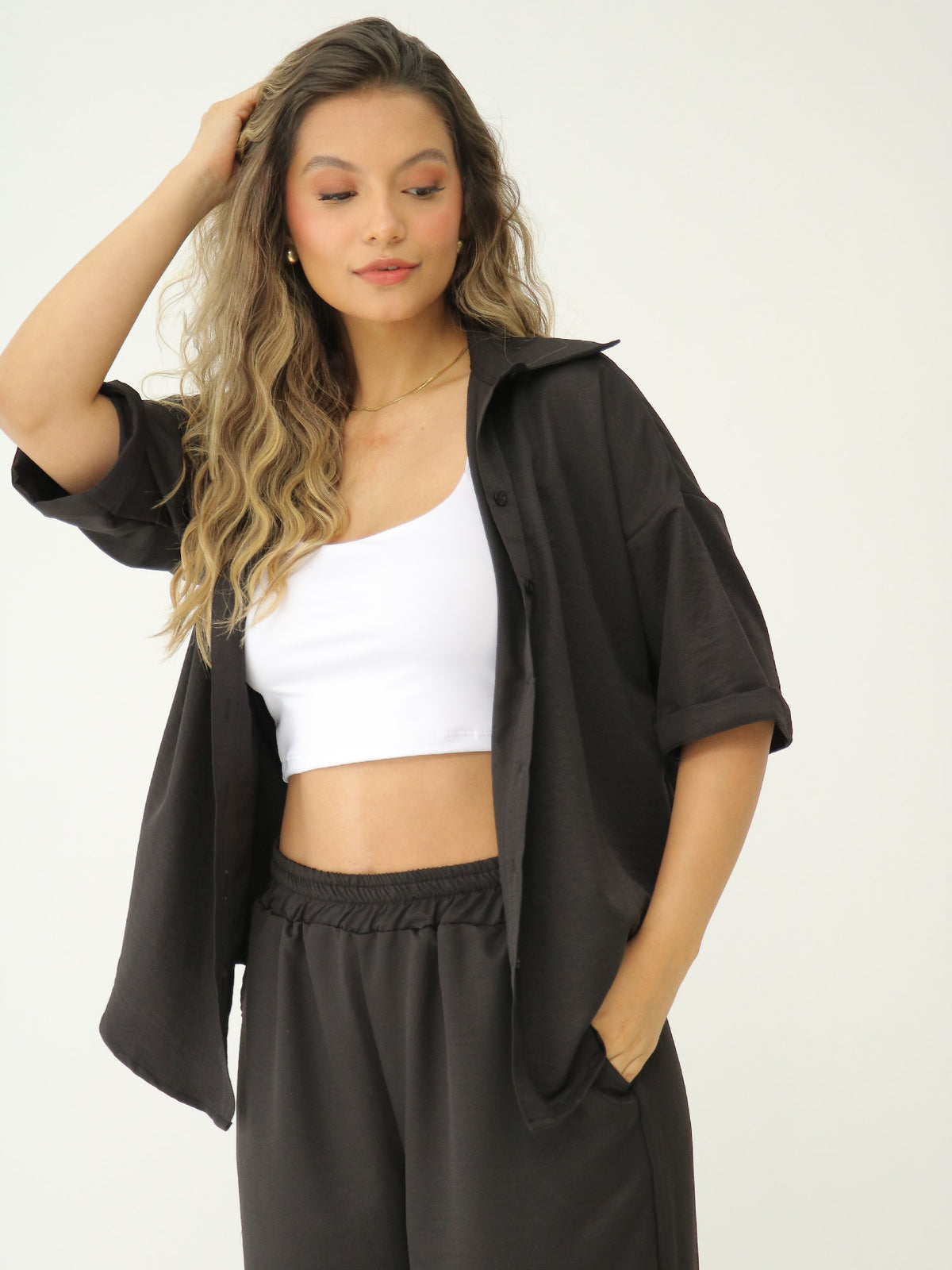 Camisa Casual Satín